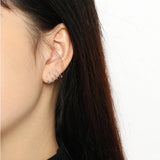 925 Silver Four Circle Stud Earring Line Pure Piercing Wedding Rock Punk