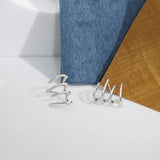 925 Silver Four Circle Stud Earring Line Pure Piercing Wedding Rock Punk
