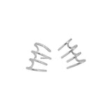 925 Silver Four Circle Stud Earring Line Pure Piercing Wedding Rock Punk