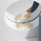 925 Silver Four Circle Stud Earring Line Pure Piercing Wedding Rock Punk