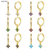 925 Silver Zircon Charm Drop Earrings Dangle Tiny Women Piercing Fine Jewelry