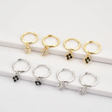 925 Silver Zircon Charm Drop Earrings Dangle Tiny Women Piercing Fine Jewelry