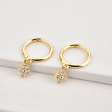 925 Silver Zircon Charm Drop Earrings Dangle Tiny Women Piercing Fine Jewelry