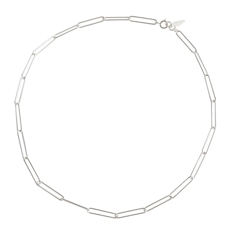 925 Silver Geometric Chain Choker Square Necklace Punk Rock 40cm