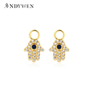 925 Silver Globe Hand Hamsa Pendant Charm For Earring Accessories