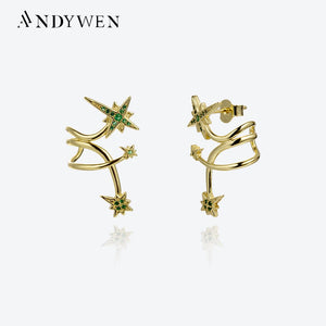 925 Silver Green CZ Zircon Circle Stud Earring Women Jewelry