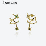 925 Silver Green CZ Zircon Circle Stud Earring Women Jewelry