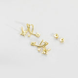925 Silver Green CZ Zircon Circle Stud Earring Women Jewelry