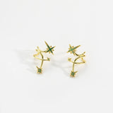 925 Silver Green CZ Zircon Circle Stud Earring Women Jewelry