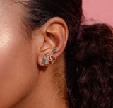 925 Silver Green CZ Zircon Circle Stud Earring Women Jewelry