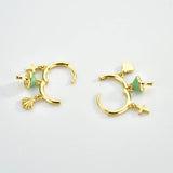 925 Silver Green Mushroom Drop Earring Bohemia Punk Party Jewelry