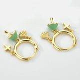 925 Silver Green Mushroom Drop Earring Bohemia Punk Party Jewelry