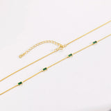925 Silver Green Zircon CZ Charm Choker Chain Necklace Wedding