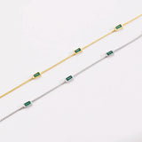 925 Silver Green Zircon CZ Charm Choker Chain Necklace Wedding