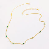 925 Silver Green Zircon CZ Charm Choker Chain Necklace Wedding