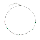 925 Silver Green Zircon CZ Charm Choker Chain Necklace Wedding