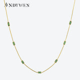 925 Silver Green Zircon CZ Charm Choker Chain Necklace Wedding