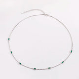 925 Silver Green Zircon CZ Charm Choker Chain Necklace Wedding