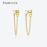 925 Silver Heart Chain Stud Earrings for Women