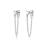 925 Silver Heart Chain Stud Earrings for Women