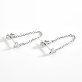 925 Silver Heart Chain Stud Earrings for Women