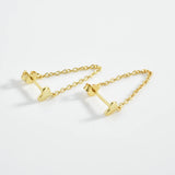 925 Silver Heart Chain Stud Earrings for Women