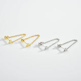 925 Silver Heart Chain Stud Earrings for Women