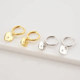 925 Silver Heart Key Cross Drop Earrings - Wedding Party Jewelry