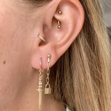 925 Silver Heart Key Cross Drop Earrings - Wedding Party Jewelry
