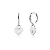 925 Silver Heart Key Cross Drop Earrings - Wedding Party Jewelry