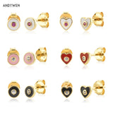 925 Silver Heart Love Red Enamel Stud Earring Piercing