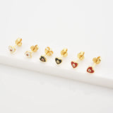 925 Silver Heart Love Red Enamel Stud Earring Piercing