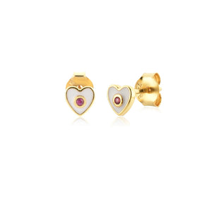 925 Silver Heart Love Red Enamel Stud Earring Piercing