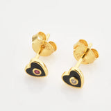 925 Silver Heart Love Red Enamel Stud Earring Piercing