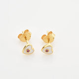 925 Silver Heart Love Red Enamel Stud Earring Piercing