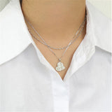 925 Silver Heart Pendant Long Chain Rock Punk Women Jewelry
