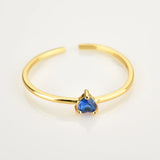 925 Silver Heart Zircon Adjustable Ring Resizable Jewelry