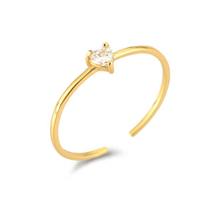925 Silver Heart Zircon Adjustable Ring Resizable Jewelry