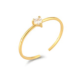 925 Silver Heart Zircon Adjustable Ring Resizable Jewelry