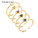 925 Silver Heart Zircon Adjustable Ring Resizable Jewelry