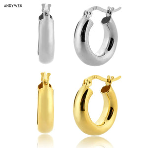 925 Silver Hollow Hoops Circle Round Plain Punk Piercing Earrings