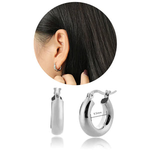 925 Silver Hollow Hoops Circle Round Plain Punk Piercing Earrings