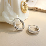925 Silver Hollow Hoops Circle Round Plain Punk Piercing Earrings