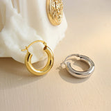 925 Silver Hollow Hoops Circle Round Plain Punk Piercing Earrings