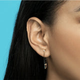 925 Sterling Silver Hoops Thread Pin Long Earring Rock Punk Piercing Zircon