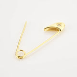 925 Sterling Silver Hoops Thread Pin Long Earring Rock Punk Piercing Zircon