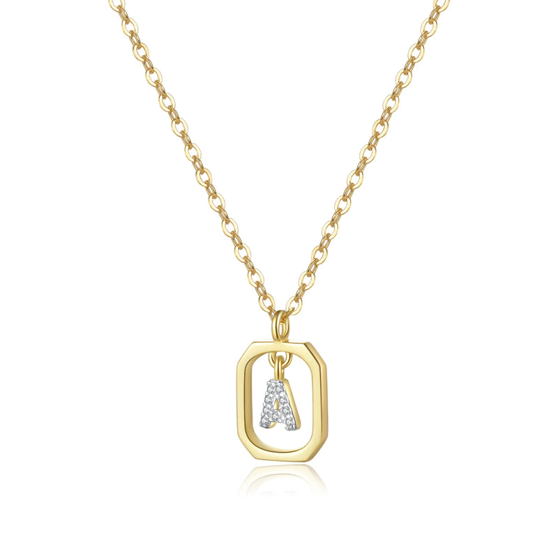 925 Silver Inital Pendant Choker Monogram Necklace Fine Jewelry