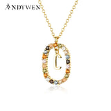 925 Silver Initial C Letter E F R Pendant Necklace Women CZ Jewelry