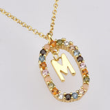 925 Silver Initial C Letter E F R Pendant Necklace Women CZ Jewelry