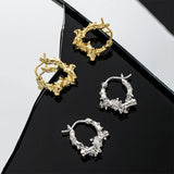 925 Silver Irregular Hoops Women Clips Piercing Geometric Wedding Jewelry